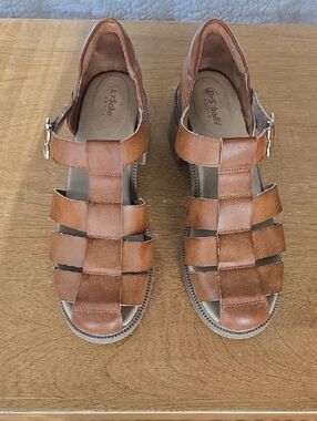 Dr. Scholls Womens Brown Leather Fisherman Sandals